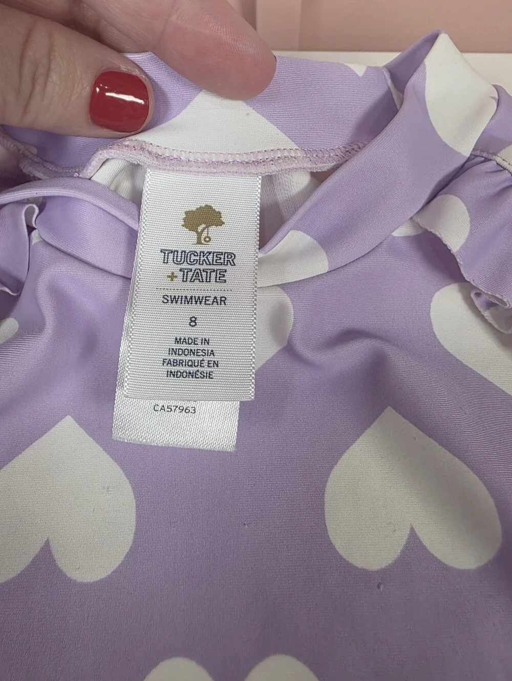 Tucker + Tate Girls Size 8 Lavender Heart Rash Guard Swim Set